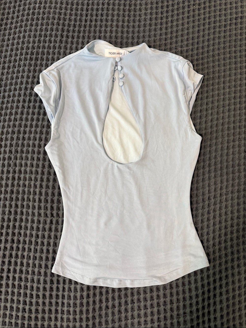 Tiger Mist Pale Blue Cap Sleeve Top with Back Keyhole